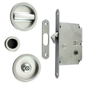  58mm Round Handle Sliding Door Privacy Lock Satin Chrome