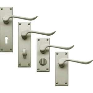 thumbnail image 2 of EPSOM Satin Nickel Victorian Scroll Door Handles – Pair, Interior/Exterior Use 2 of 5
