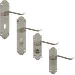 Newport Pagnell Chrissi Shaped Satin Nickel Door Handle Sets