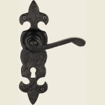 Diss Fleur De Lys Black Iron Antique Door Handles