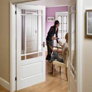  Downham Nine Light Glazed Doors White Primed