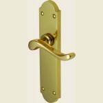 Leyton Savoy Polished Brass Long Plate Door Handles