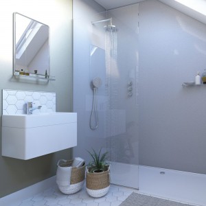 Dunstable Showerwall White Sparkle Gloss