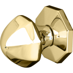 Octagonal Dome Centre Door Knob Polished Brass