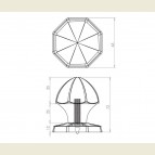 Octagonal Dome Centre Door Knob Polished Brass