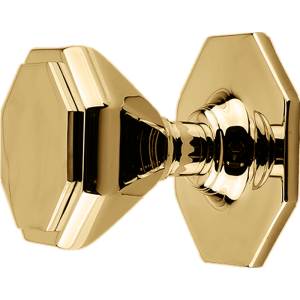 Octagonal Flat Centre Door Knob Polished Brass
