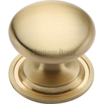 32mm Cupboard Knob On Rose Satin Brass