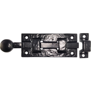 100mm Button Tail Antique Black Straight Door Bolt