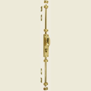 Polished Brass Locking Espagnolette Bolt with Euro Profile Cylinder 3m