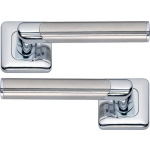 Arva Lever On Square Rose Door Handles Satin Nickel Polished Chrome