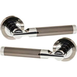 Dakota Lever On Rose Door Handles Black Nickel Polished Chrome