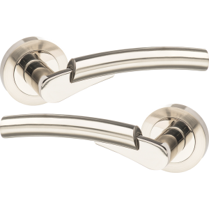 Messina Lever on Rose Door Handles Satin Polished Nickel