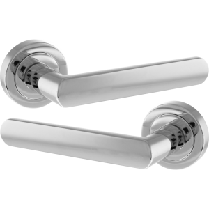 Michigan Lever On Rose Door Handles Polished Chrome