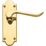 Chrissi Shaped Latch Door Handles Polished Brass