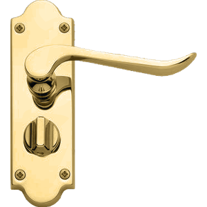 Chrissi Shaped Privacy Door Handles Polished Brass