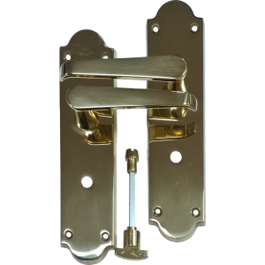 Shaped Scroll Lever Bathroom Lock Door Handles Polished Brass