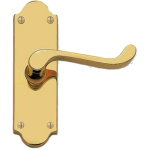 Shaped Scroll Lever Latch Door Handles Polished Brass