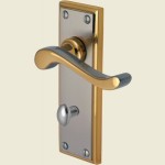 Edwardian Jupiter Split Finish Bathroom Lock Handles