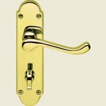 Epsom Polished Brass Bathroom Lock Lever Handles