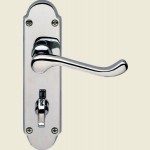 Epsom Satin Chrome Bathroom Lock Lever Handles