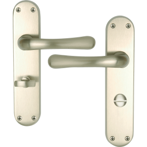 Genoa Bathroom Lock Handle Set Satin Nickel