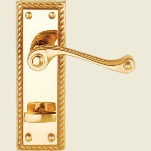 Georgian Brass Bathroom Lock Handle