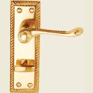 Georgian Brass Bathroom Lock Handles