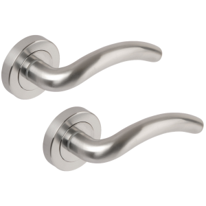 Hawk Lever On Rose Door Handles - Satin Chrome