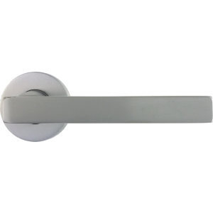 Laser Lever On Rose Door Handles Set Satin Chrome
