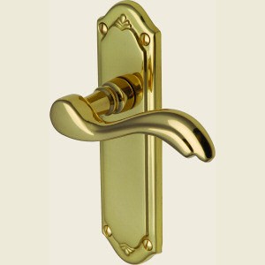 Lisboa Polished Brass Bathroom Lock Handles