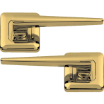 Lugano Lever On Square Rose  Door Handles Polished Brass