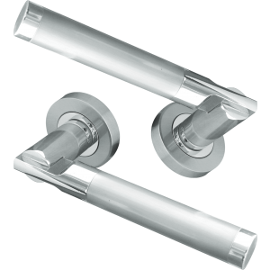 Lydia Lever On Rose Door Handles Polished Satin Chrome