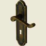 South Woodford Meridian Distressed Brass Door Handles