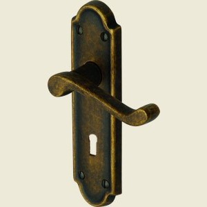 Clovelly Meridian Distressed Brass Door Handles