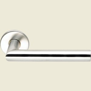 Mitred Lever On Rose - Satin Stainless Steel Door Handles