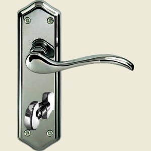 Paris Satin Chrome Bathroom Lock Lever Handles