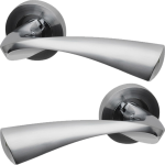 Pluto Lever On Rose Door Handles Satin Polished Chrome