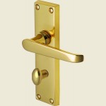 Victoria Polished Brass Bathroom Lock Handles