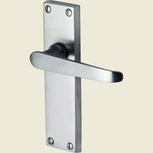 Victoria Satin Chrome Long Plate Lever Latch Handles