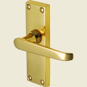 Victoria Polished Brass Short Plate Lever Latch Handles