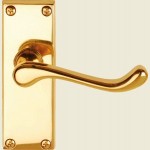 Victorian Scroll Latch Lever Handles Polished Brass