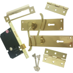 Victorian Scroll Brass-Ware 3-Lever Lock Pack