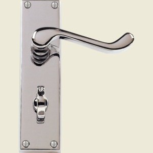 Haven Heritage Victorian Scroll Door Handle Sets – Chrome, Polished, Lock Latch & Bath – UK Made