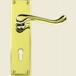 Leyton Victorian Scroll Polished Brass Door Handles