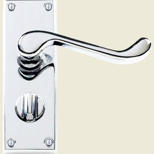 Victorian Scroll Lever Polished Chrome Privacy Handles