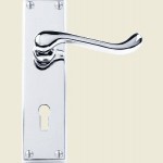 Stoke on Trent Victorian Scroll Polished Chrome Door Handles
