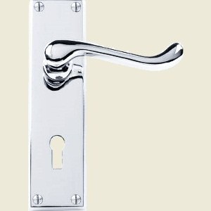 Bude Victorian Scroll Polished Chrome Door Handles