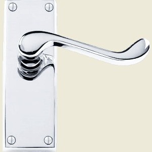 Victorian Scroll Lever Polished Chrome Lever Latch Short Handles