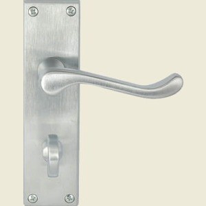 Victorian Scroll Lever Satin Chrome Bathroom Lock Handles