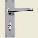 Victorian Straight Lever Satin Chrome Bathroom Lock Handles